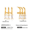 Gold-tone rectangular-drop earring front and side dimensions