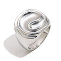 close front view of silver finish concentric ripple signet ring