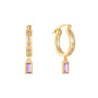 gold plated 925 sterling silver baguette zirconia drop hoop earrings — product image 9 of 11