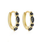 gold plated 925 sterling silver marquise stone huggie earrings — product image 8 of 9