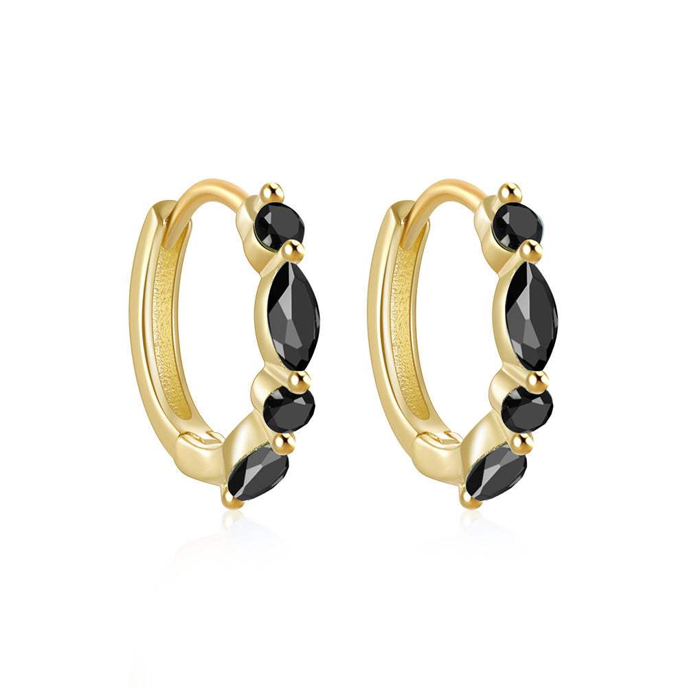 gold plated 925 sterling silver marquise stone huggie earrings — product image 8 of 9