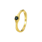 isolated gold plated brass ring with compact black center stone