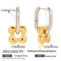 Two-Tone Floral Charm Stainless Steel Huggie Earrings — worn scale and material reference