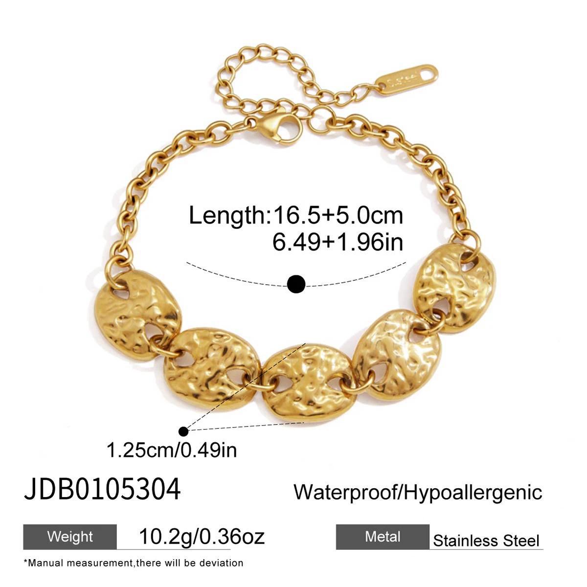 Irregular disc chain bracelet with dimensions