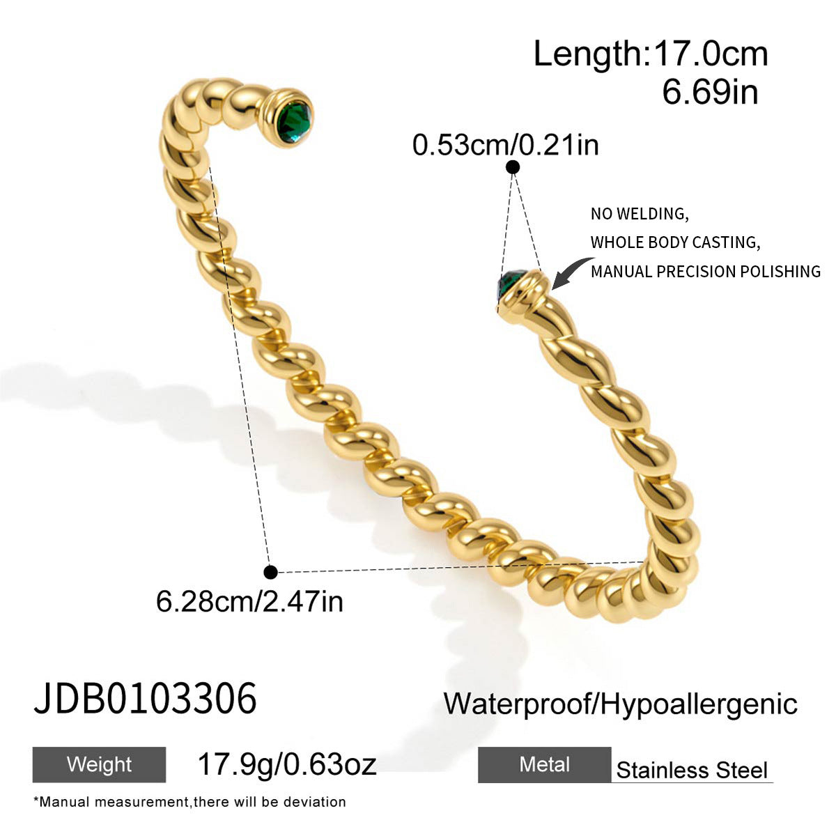 Twisted open cuff measurement and construction diagram