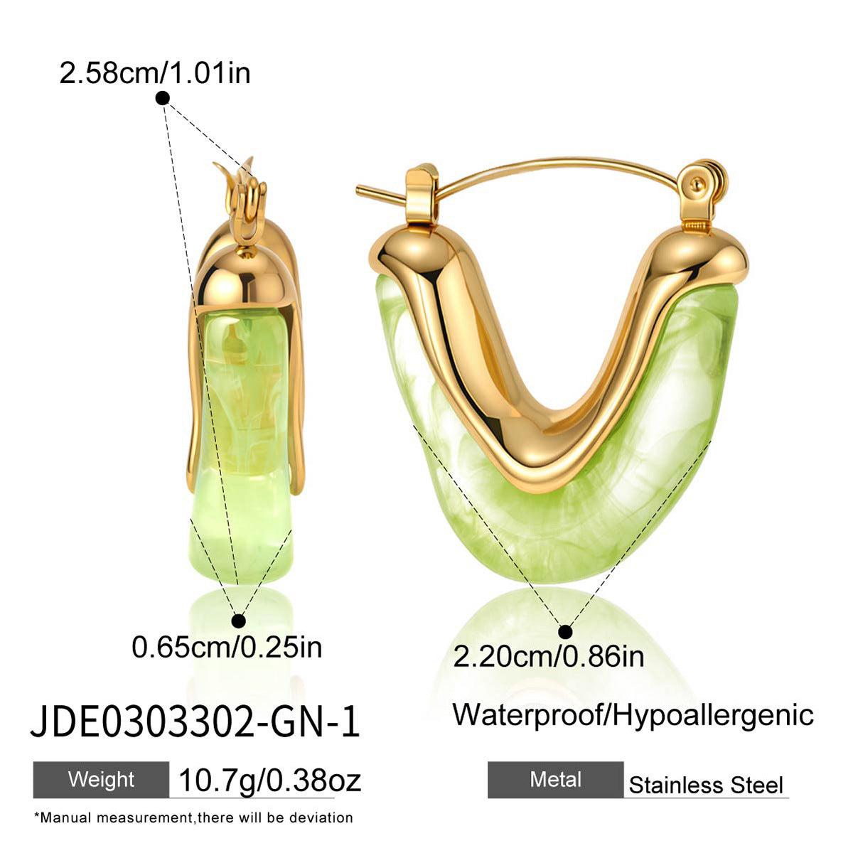 Green gradient resin hoop measurement image
