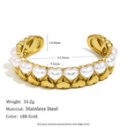 measurement image for imitation pearl heart cuff bracelet