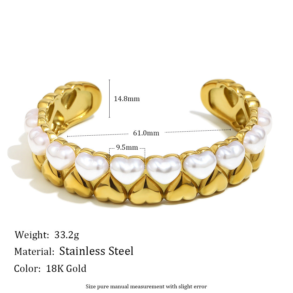measurement image for imitation pearl heart cuff bracelet