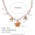 Braided floral necklace with charm dimensions and weight