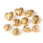 Gold Plated Clear Accent Stainless Steel Stud Earring Collection — alternate angle