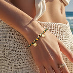 model wearing the gold plated starfish bead bracelet