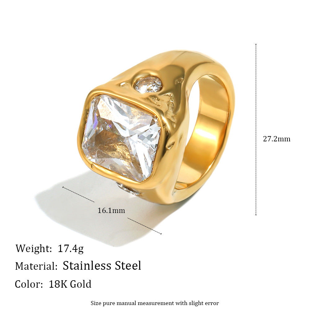 supplier size view of gold plated cushion-cut stone signet ring