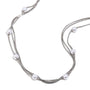 Steel color snake-chain necklace with faux pearl accents