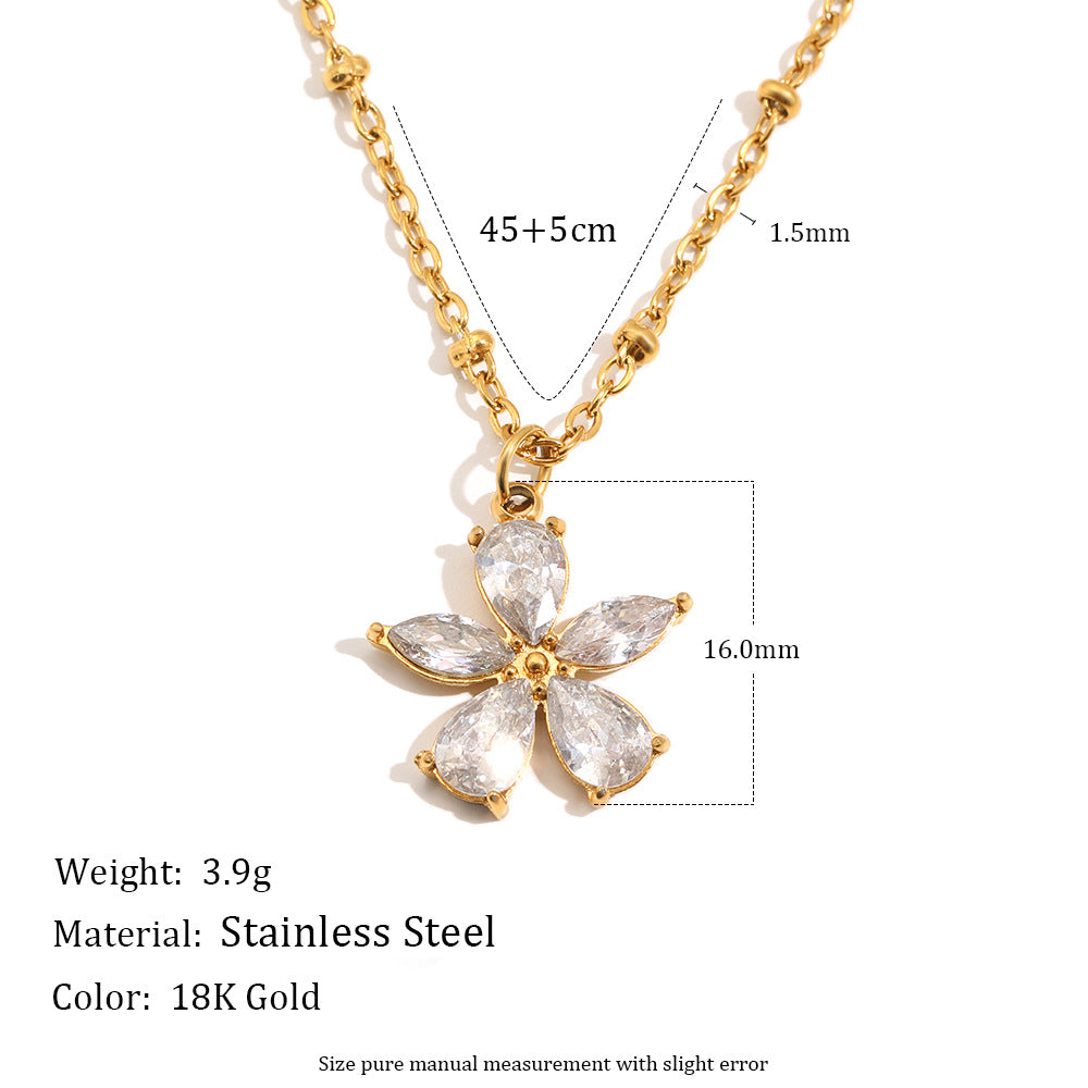 Flower necklace length and pendant dimensions