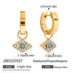 Gold-Tone Evil Eye Stainless Steel Necklace and Earring Collection size and proportion reference