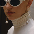 Gold-Tone Baroque Pearl-Look Stainless Steel Tassel Drop Earrings shown on model