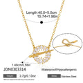 Clear stone halo pendant necklace with 40 plus 5 cm length diagram