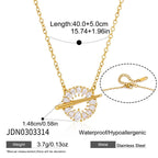 Clear stone halo pendant necklace with 40 plus 5 cm length diagram