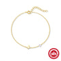 gold plated 925 sterling silver butterfly anklet with pearl-style bead