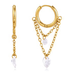 Layered chain hoop with clear hanging accents
