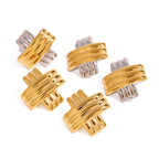 Two-Tone Stainless Steel Crossover Stud Earrings and Ring — alternate angle