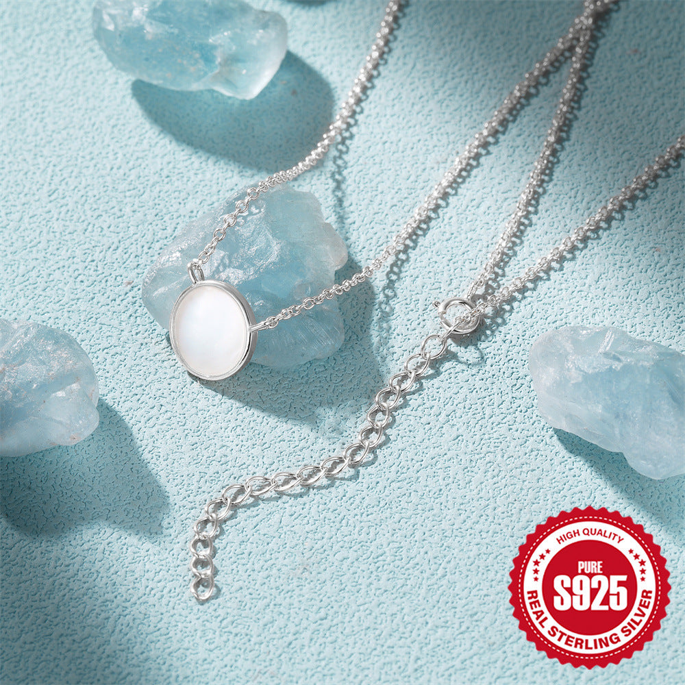 silver-finish shell pendant necklace with lobster clasp and extension chain