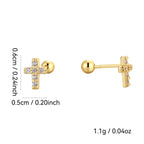 925 Sterling Silver Pavé Cross Ball-Back Stud Earrings — 6 by 5 mm cross size diagram