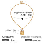 Gold Tone Coin Motif Stainless Steel Jewelry Collection — close-up of the coin motif