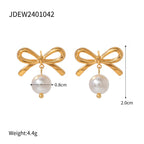 Bow white bead drop earrings dimensions