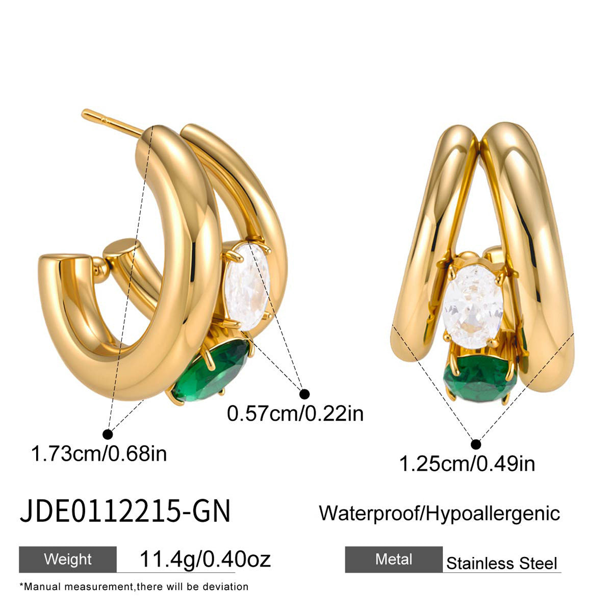 Green and clear zirconia hoop dimensions