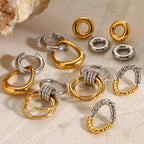 Two-Tone Circular Stainless Steel Earring Collection — wholesale view 2