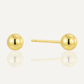 front and side view of gold plated ball stud earrings