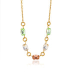 Front product view of the spaced pastel stone links and gold-colored chain