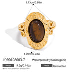 Oval brown stone stainless steel ring dimensions