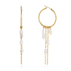 Front and side product views of the hoop with long chain tassels