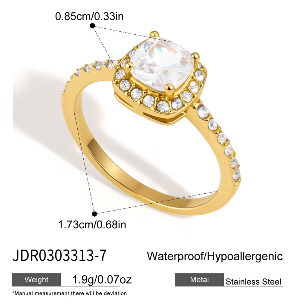 Raised halo ring setting and band dimensions