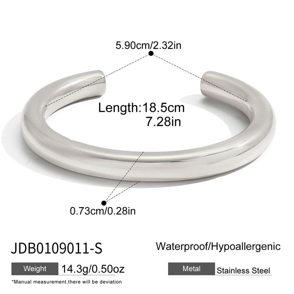 Smooth silver-tone stainless steel cuff