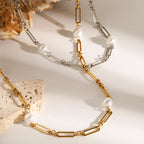 Pearl-Look Beaded Stainless Steel Necklace Collection styled product view
