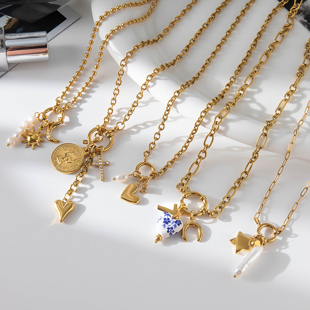 Pearl moon star heart and coin necklace assortment