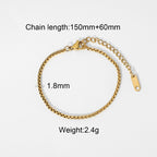 Gold Plated Stainless Steel Chain Bracelet Collection — box-link close-up