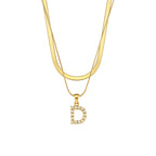 Imitation pearl letter D pendant on layered stainless steel chains