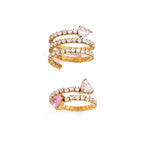 Tall clear spiral and pink-accent open ring