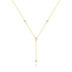 isolated sterling silver Y necklace with zirconia flowers