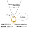 Stainless steel pendant necklace with length and clasp diagram