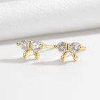pair of petite 925 silver clear stone bow stud earrings