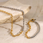 Gold and silver-tone link bracelet close-up