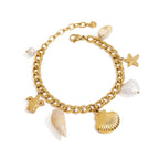 Full sea life charm bracelet with extension chain on white