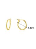gold plated brass hoop earrings in 14 mm diameter