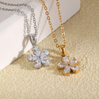 Flower pendant necklaces in two metal finishes