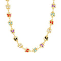 isolated full-length multicolor acrylic butterfly link necklace